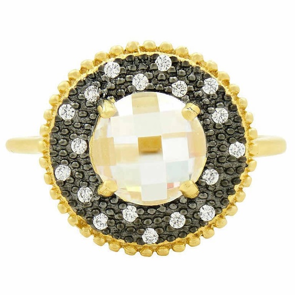 FREIDA ROTHMAN Faceted Stone Vault Cocktail Ring Gold Silver Zirconia Stone $175 - Picture 1 of 16